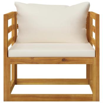 7-tlg. Garten-Lounge-Set mit Auflagen Creme Massivholz Akazie