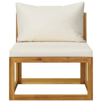 9-tlg. Garten-Lounge-Set mit Auflagen Creme Massivholz Akazie