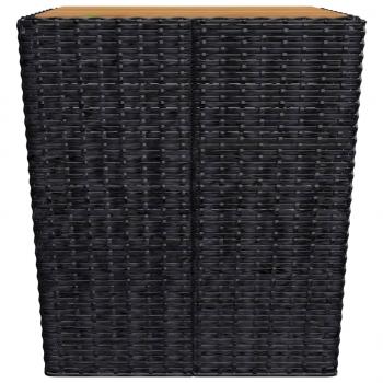 3-tlg. Bistro-Set Poly Rattan und Akazienholz Schwarz
