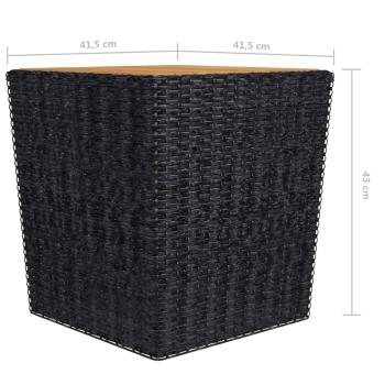 3-tlg. Bistro-Set Poly Rattan und Akazienholz Schwarz
