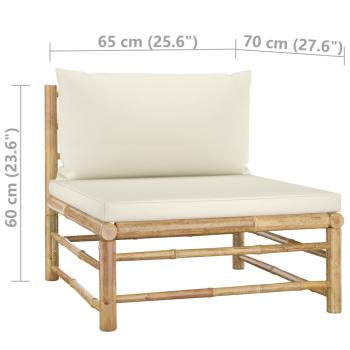 12-tlg. Garten-Lounge-Set mit Cremeweißen Kissen Bambus
