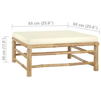 6-tlg. Garten-Lounge-Set mit Cremeweißen Kissen Bambus