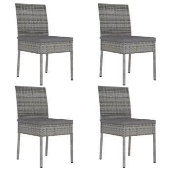 5-tlg. Garten-Essgruppe Poly Rattan Grau