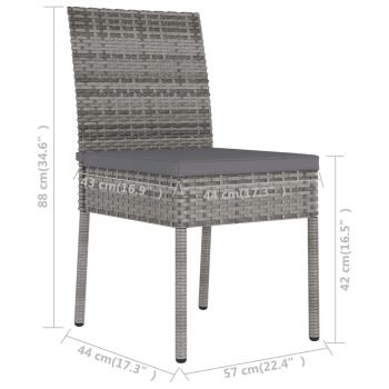 7-tlg. Garten-Essgruppe Poly Rattan Grau