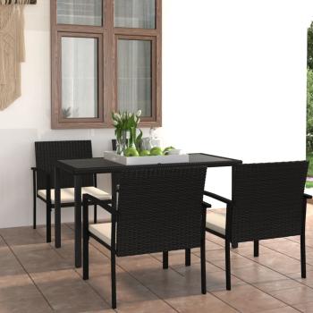 ARDEBO.de - 5-tlg. Garten-Essgruppe Poly Rattan Schwarz