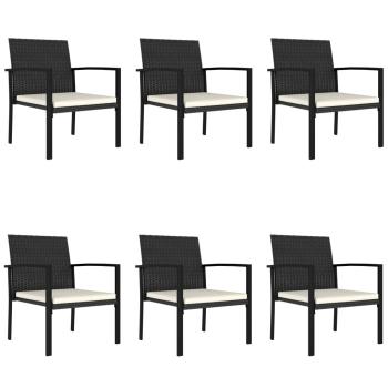 7-tlg. Garten-Essgruppe Poly Rattan Schwarz
