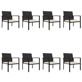 9-tlg. Garten-Essgruppe Poly Rattan Schwarz