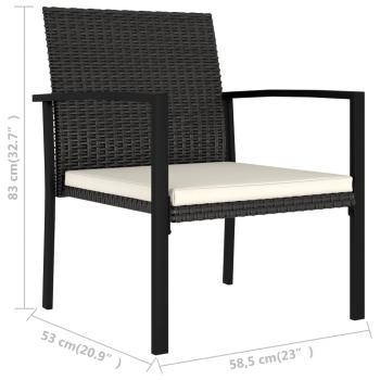 9-tlg. Garten-Essgruppe Poly Rattan Schwarz