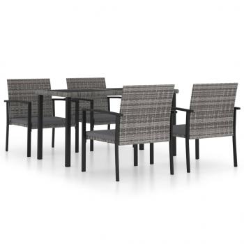 5-tlg. Garten-Essgruppe Poly Rattan Grau