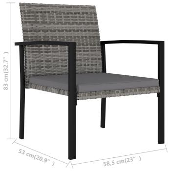 9-tlg. Garten-Essgruppe Poly Rattan Grau