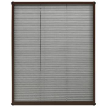 Insektenschutz-Plissee für Fenster Aluminium Braun 80x100 cm