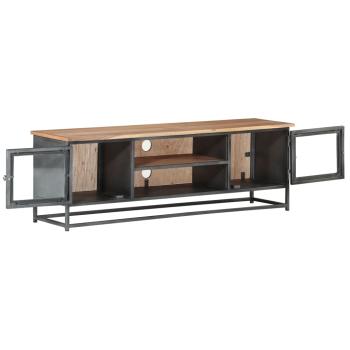 TV-Schrank Grau 120x30x40 cm Massivholz Akazie und Stahl