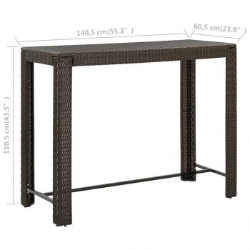 Garten-Bartisch Braun 140,5x60,5x110,5 cm Poly Rattan