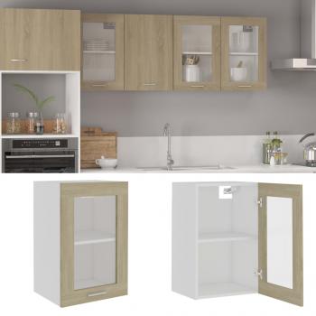 ARDEBO.de - Hängeglasschrank Sonoma-Eiche 40x31x60 cm Holzwerkstoff