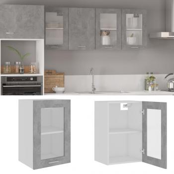 ARDEBO.de - Hängeglasschrank Betongrau 40x31x60 cm Holzwerkstoff