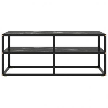 TV-Schrank Schwarz mit Schwarzer Marmor-Optik Glas 100x40x40 cm