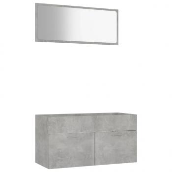 ARDEBO.de - 2-tlg. Badmöbel-Set Betongrau Holzwerkstoff