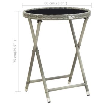 3-tlg. Bistro-Set Poly Rattan und Hartglas Grau