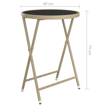 3-tlg. Bistro-Set Poly Rattan und Hartglas Beige