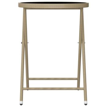 3-tlg. Bistro-Set Poly Rattan und Hartglas Beige
