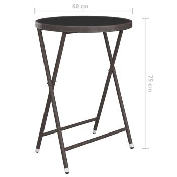 3-tlg. Bistro-Set Poly Rattan und Hartglas Braun