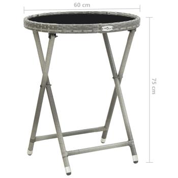 3-tlg. Bistro-Set Poly Rattan und Hartglas Grau