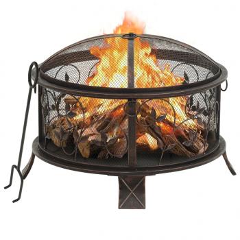 ARDEBO.de - Rustikale Feuerstelle mit Schürhaken 67,5 cm XXL Stahl