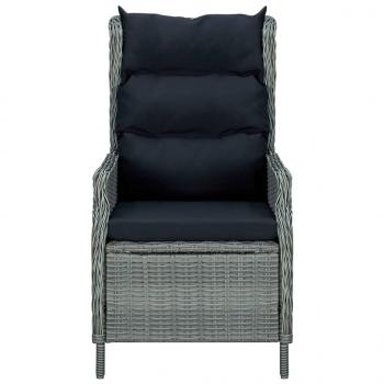 Verstellbarer Gartensessel mit Auflagen Poly Rattan Hellgrau