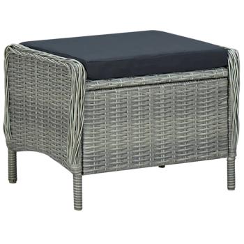 Verstellbarer Gartensessel mit Fußhocker Poly Rattan Hellgrau