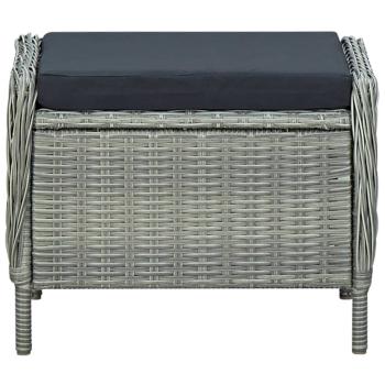 Verstellbarer Gartensessel mit Fußhocker Poly Rattan Hellgrau