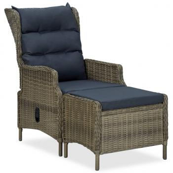 ARDEBO.de - Verstellbarer Gartensessel mit Fußhocker Poly Rattan Braun