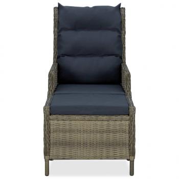Verstellbarer Gartensessel mit Fußhocker Poly Rattan Braun