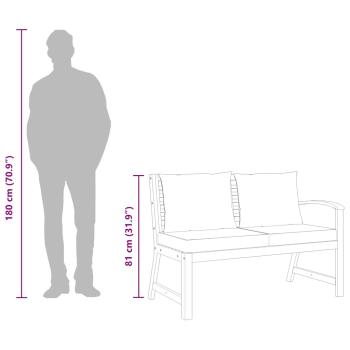 Gartenbank 114,5 cm mit Creme Kissen Massivholz Akazie