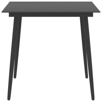Garten-Esstisch Schwarz 80x80x74 cm Stahl und Glas