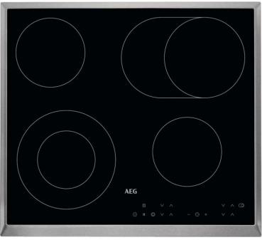 ARDEBO.de AEG HK634060XB Autarkes Glaskeramikkochfeld, 57,6 cm breit, Edelstahl-Rahmen, TouchControl, schwarz