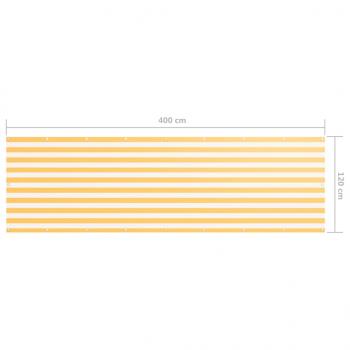 Balkon-Sichtschutz Weiß und Gelb 120x400 cm Oxford-Gewebe