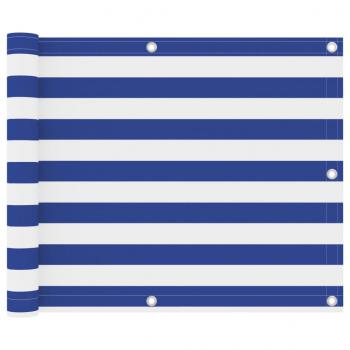 ARDEBO.de - Balkon-Sichtschutz Weiß und Blau 75x400 cm Oxford-Gewebe