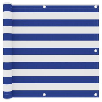 Balkon-Sichtschutz Weiß und Blau 90x300 cm Oxford-Gewebe