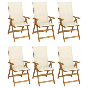 ARDEBO.de - Klappbare Gartenstühle 6 Stk. mit Auflagen Massivholz Akazie