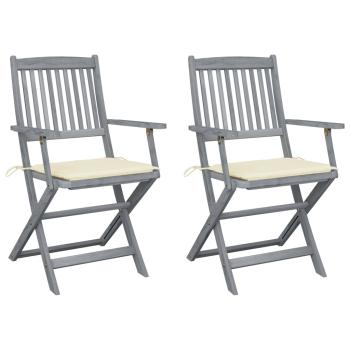 ARDEBO.de - Klappbare Gartenstühle 2 Stk. mit Sitzkissen Massivholz Akazie