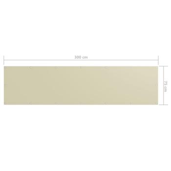 Balkon-Sichtschutz Creme 75x300 cm Oxford-Gewebe