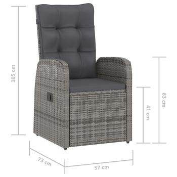 7-tlg. Garten-Essgruppe mit Kissen Poly Rattan Grau
