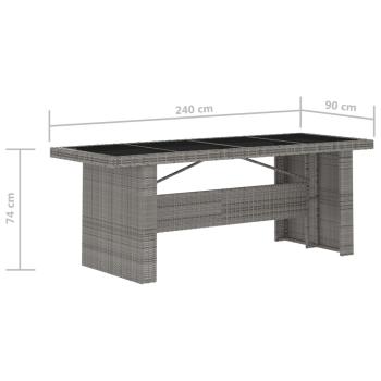 7-tlg. Garten-Essgruppe mit Kissen Poly Rattan Grau
