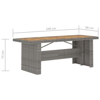 7-tlg. Garten-Essgruppe mit Kissen Poly Rattan Grau