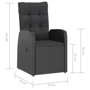 7-tlg. Garten-Essgruppe mit Auflagen Poly Rattan Schwarz