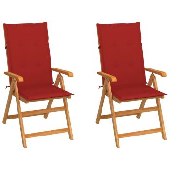 ARDEBO.de - Gartenstühle 2 Stk. mit Roten Kissen Massivholz Teak