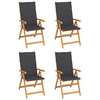 ARDEBO.de - Gartenstühle 4 Stk. mit Anthrazit Kissen Massivholz Teak