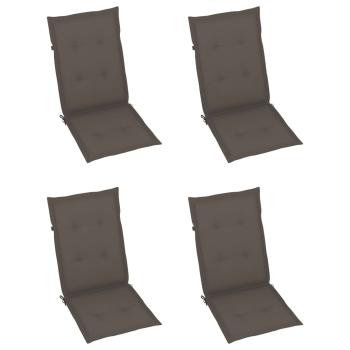 Gartenstühle 4 Stk. mit Taupe Kissen Massivholz Teak