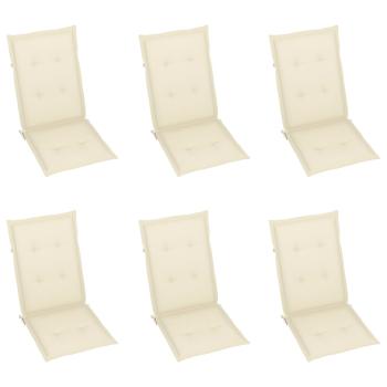 Gartenstühle 6 Stk. mit Creme Kissen Massivholz Teak