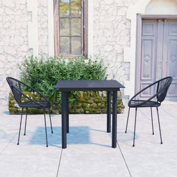 ARDEBO.de - 3-tlg. Garten-Essgruppe PVC Rattan Schwarz